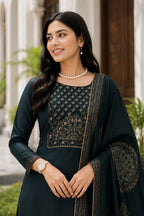 Modal Chanderi Kurti Set with Foil Print and Hand Work (3-Piece)